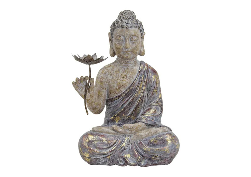 Dekorasjon Buddha rdbrun sittende polyresin (B/H/D) 35x48x24 cm , hemmetshjarta.no