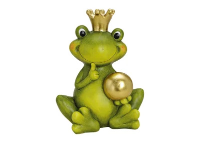 Dekorasjon Frosk grnn prins gull ball keramikk (B/H/D) 26x44x35 cm , hemmetshjarta.no