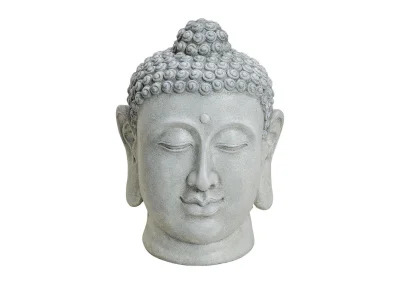 Dekorasjon Buddha XL grtt hode magnesia (B/H/D) 33x48x33 cm , hemmetshjarta.no