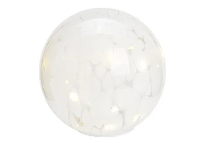 Dekorasjon LED Lyskule glass Hvit 15 LED timer 18cm , hemmetshjarta.no
