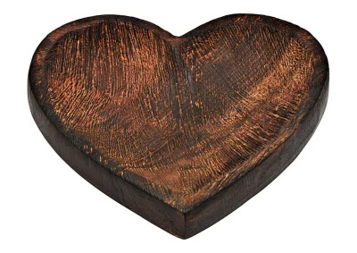 Dekorativ skl Hjerte av mangotre, brun (B/H/D) 20x4x19cm , hemmetshjarta.no