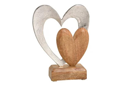 Dekroativ hjerte metall mangotre slv brun (B/H/D) (B/H/D) 16x21x6cm , hemmetshjarta.no