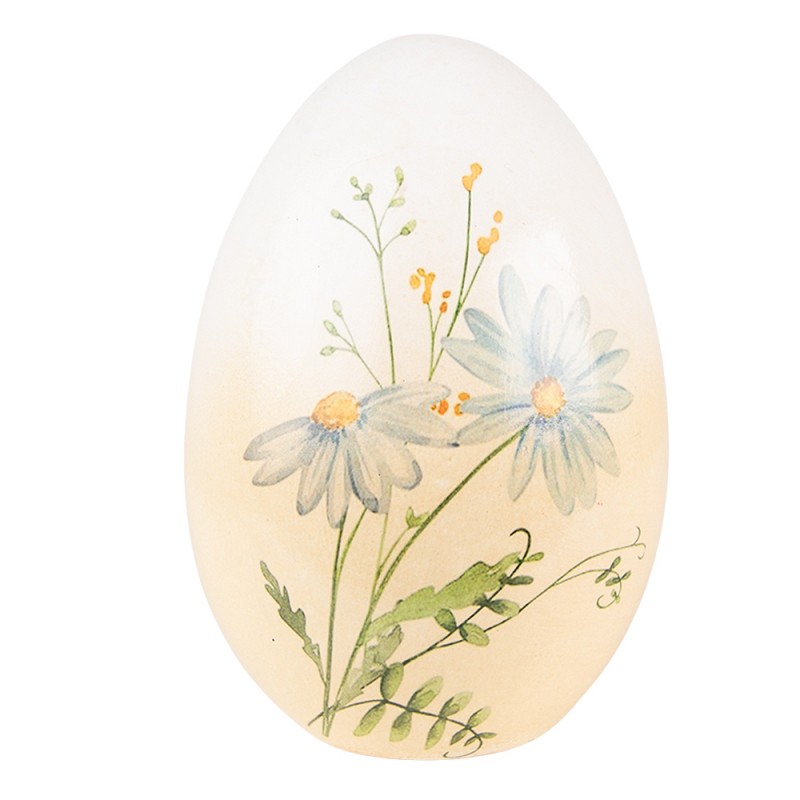 Dekorasjon Pske egg 11x11x17 Cm Gul Bl Terrakotta blomst , hemmetshjarta.no