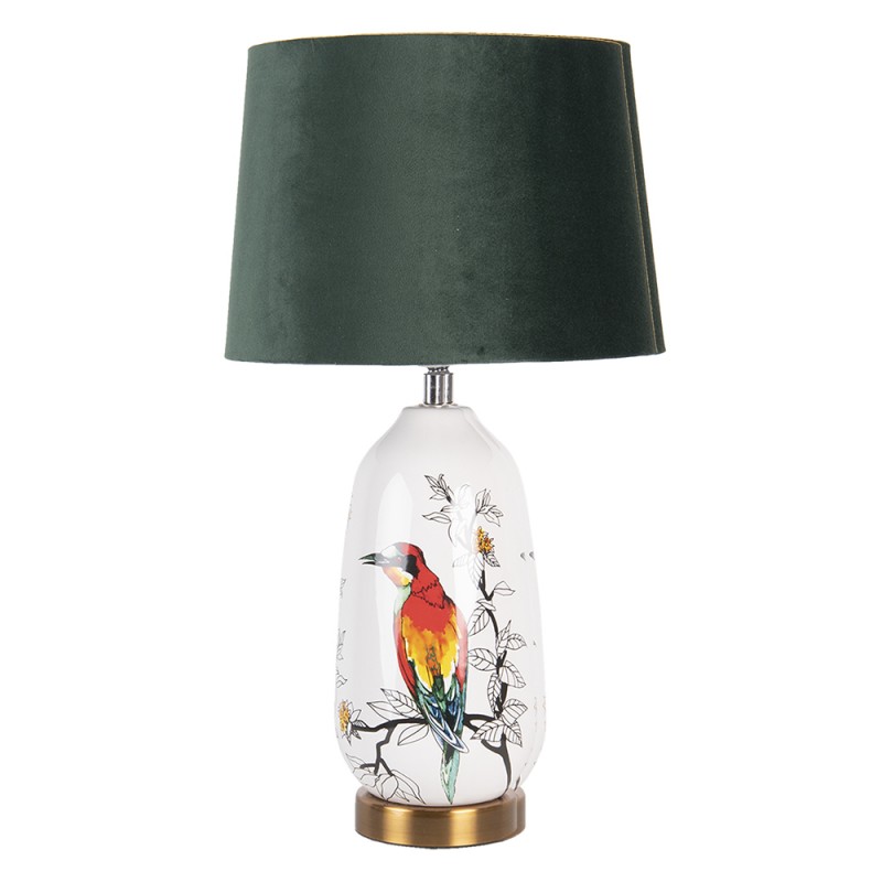 Bordlampe  28x50 Cm Hvit Grnn Polyresin Bird Skrivebordslampe , hemmetshjarta.no