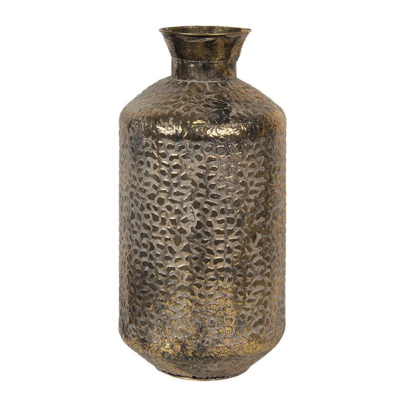 Dekorativ vase  26x56 Cm Gullfarget metall rundt glass , hemmetshjarta.no