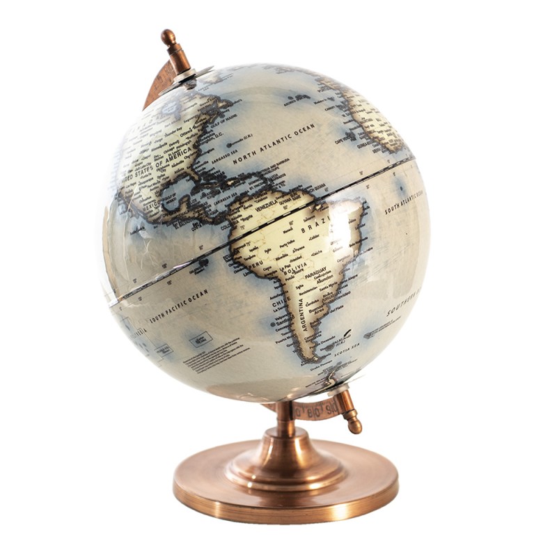 Globus dekorasjon 22x22x33 cm tre / metall Round Globe , hemmetshjarta.no