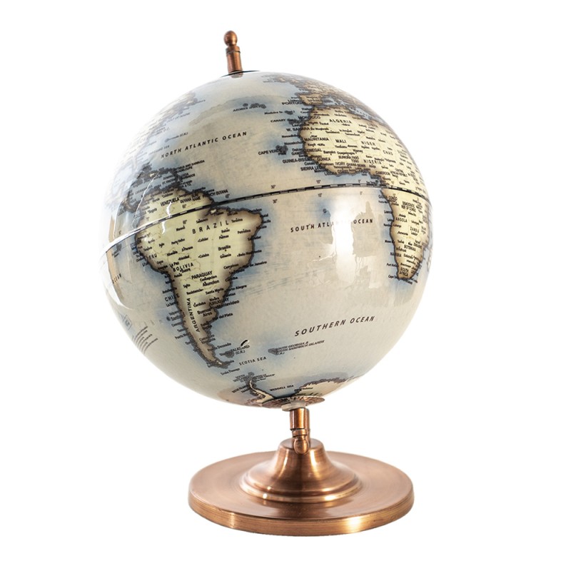 Globus dekorasjon 22x22x33 cm tre / metall Round Globe , hemmetshjarta.no